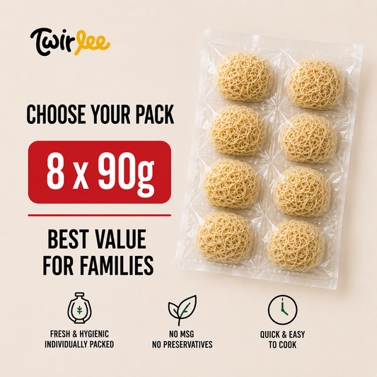Twirlee QQ Noodles 8x90g (Fresh Noodles Made in Singapore No MSG No Preservatives)