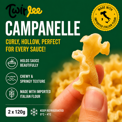 Twirlee Fresh Pasta Campanelle (Freshly made with flour from Italy) 2x120g