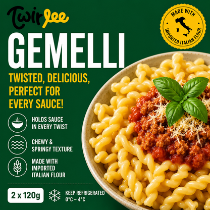 Twirlee Fresh Pasta Gemilli (Freshly made with flour from Italy) 2x120g