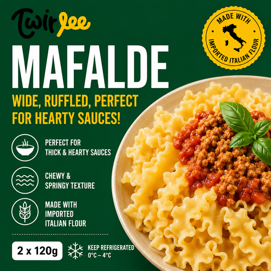 Twirlee Fresh Pasta Mafalde (Freshly made with flour from Italy) 2x120g
