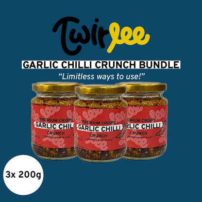 Twirlee Premium Crispy Garlic Chilli Crunch 200g Bundle of 3